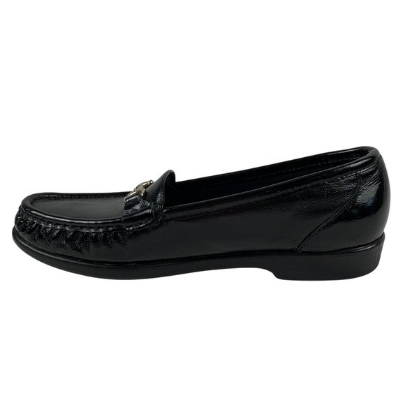 SAS Womens Black Patent Leather Loafers Metal Bit Comfort Slip-On Loafers SZ 7 S - Picture 5 of 11